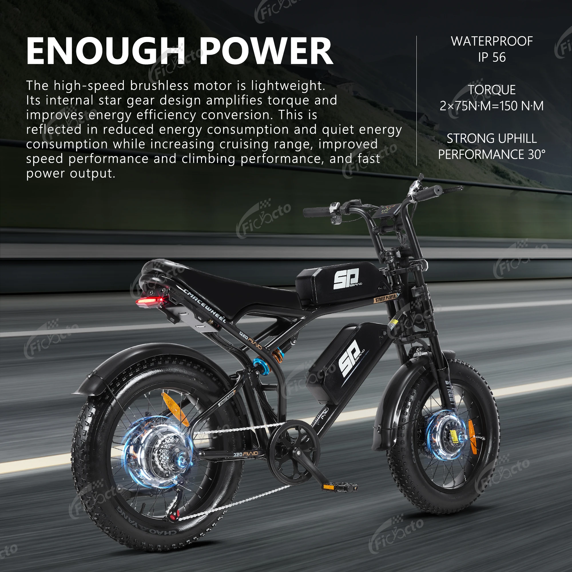 Bicicleta eléctrica para adultos de 20 pulgadas, 48 V, 40 Ah, con doble motor, suspensión delantera y trasera, neumáticos anchos 4.0, bicicleta eléctrica de montaña.