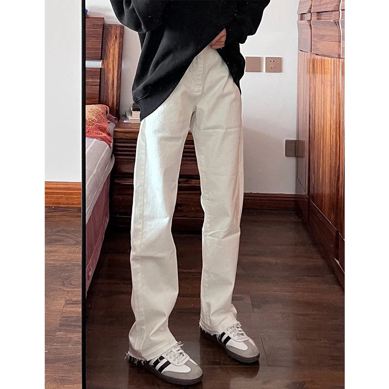 

White Blade Jeans Men's Summer Thin High-End Feeling OOTD Leg Lengthening Straight Leg Pants Slim Fit Long Jeans Straight Tube