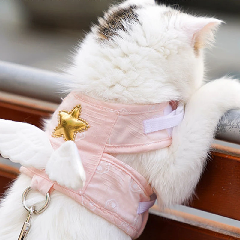 

Personalized Cat Dog Harness And Leash Set Pet Accessories Kawaii Angel Wing Vest Harness For Dogs Cats Kitten Puppy Supplies