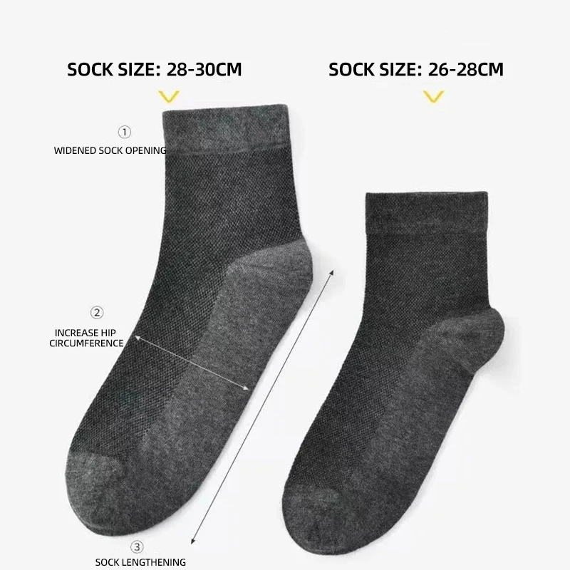 

5 Pairs Spring Summer Thin Middle Tube Socks Men Mesh Breathable Work Business Casual Socks Black Neutral Sock Plus Size EU38-47