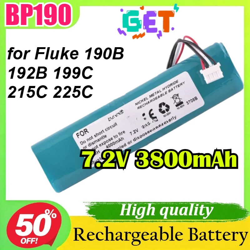 

BP190 7.2V 3800mAh for Fluke 190B 192B 199C 215C 225C ScopeMeter & Analyzer Replacement Battery