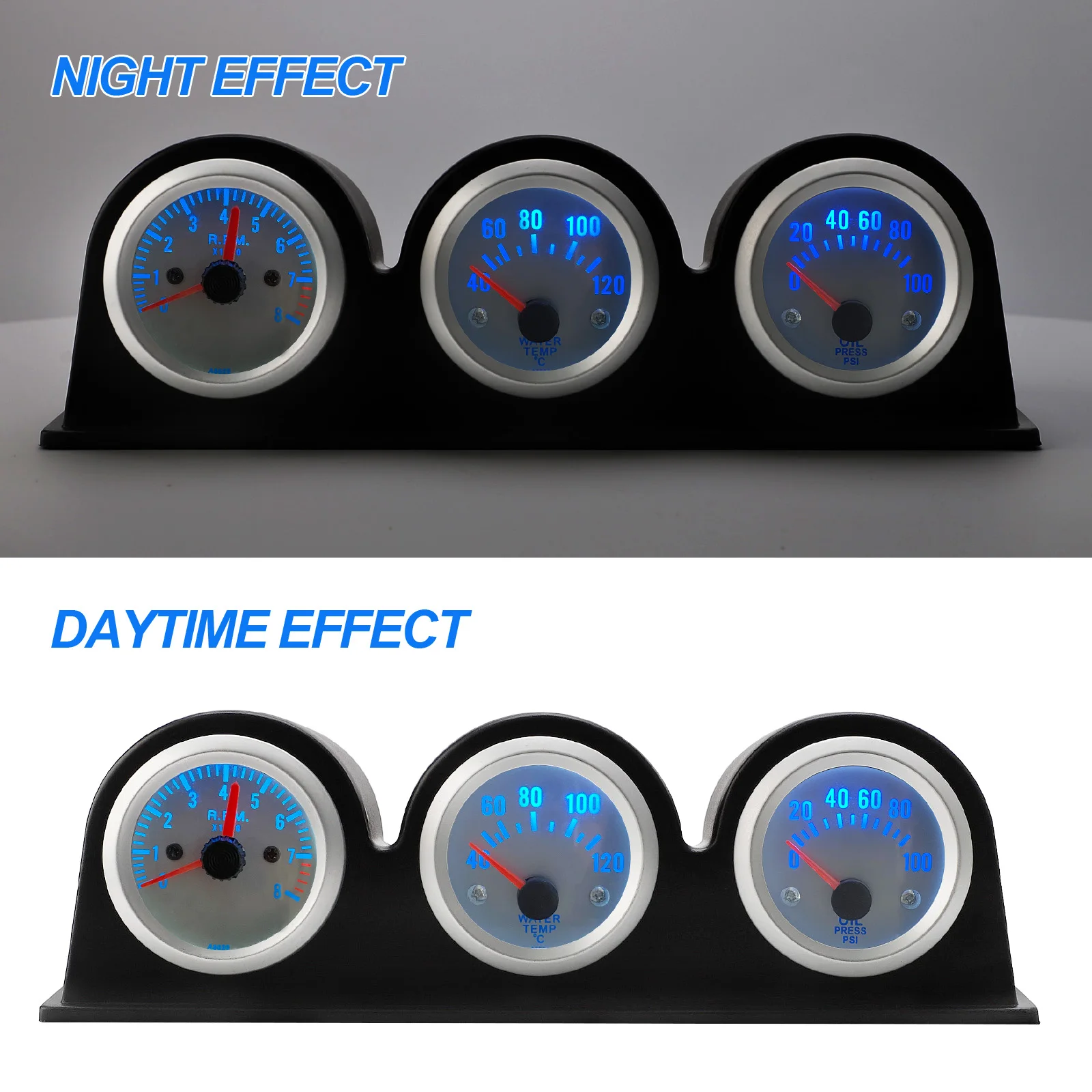 2 بوصة 52 مللي متر مجموعة قياس ثلاثية توربو دفعة مقياس درجة حرارة الماء مقياس سرعة الدوران قياس ضغط الزيت سيارة متر درجة حرارة الماء مقياس تلقائي #5
