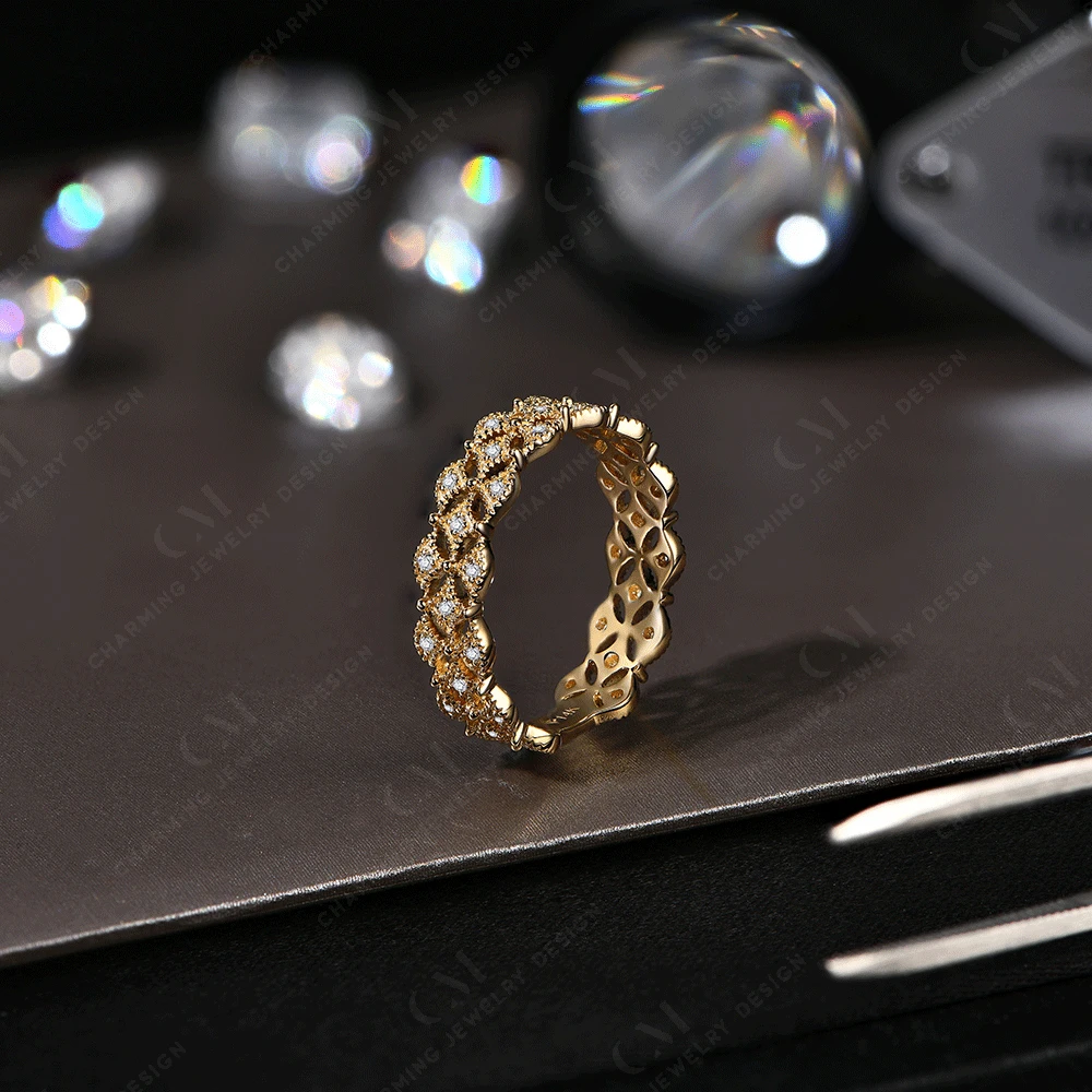 CHARMING 2024 Luxury D Color Solid K Gold Moissanite Ring for Women With Certificed Engagement Wedding High Quality Jewelry Gift