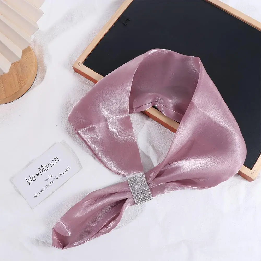 

Color For Women Imitation silk Neck Guard Diamond Sunscreen Shawl Cross Neckerchief Silk Scarf Satin False Collar Cross Scarves