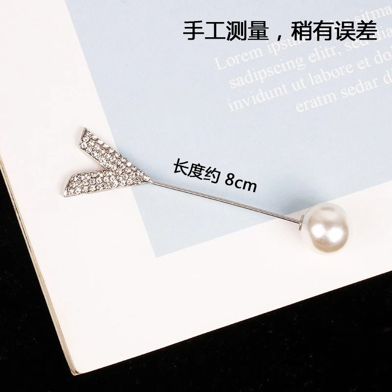 Double Head Small Imitation Pearl Brooch Pin Flower Pearl Female Brooches Accessories Gold Color Crystal Cardigan Clothing Pins