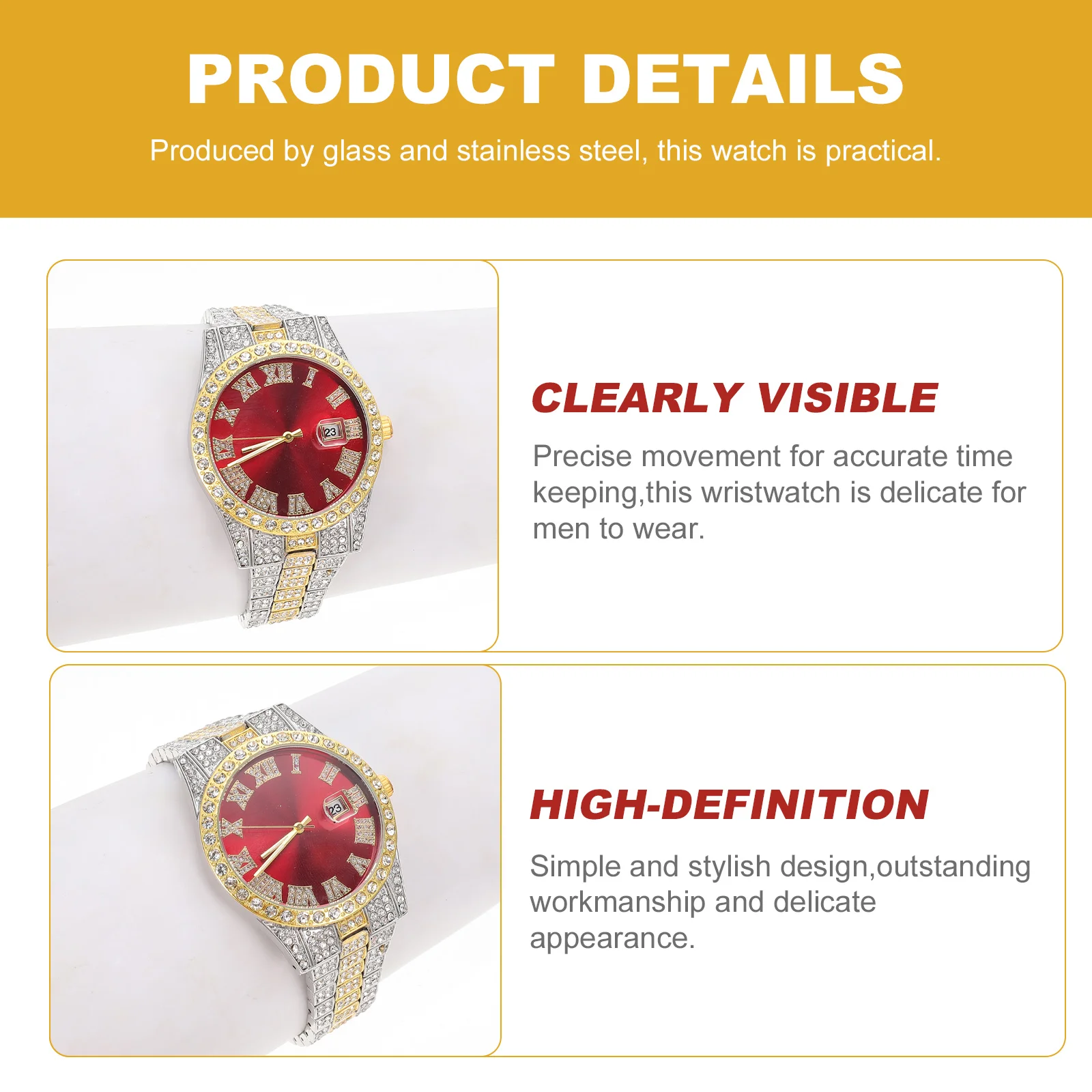 

Men Watch Stainless Steel Quartz Adjustable Strap Gentle Comfort Male Decorative Wrist nament Precise Movement