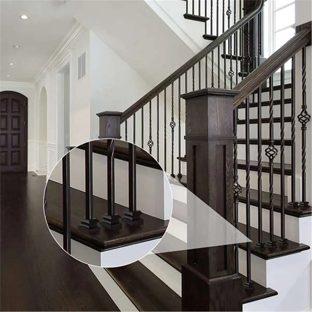 

60pcs Iron Baluster Shoes Stair Flat Shoe for 1/2 Inch Square Scroll Basket Twist Knuckle Staircase Balusters