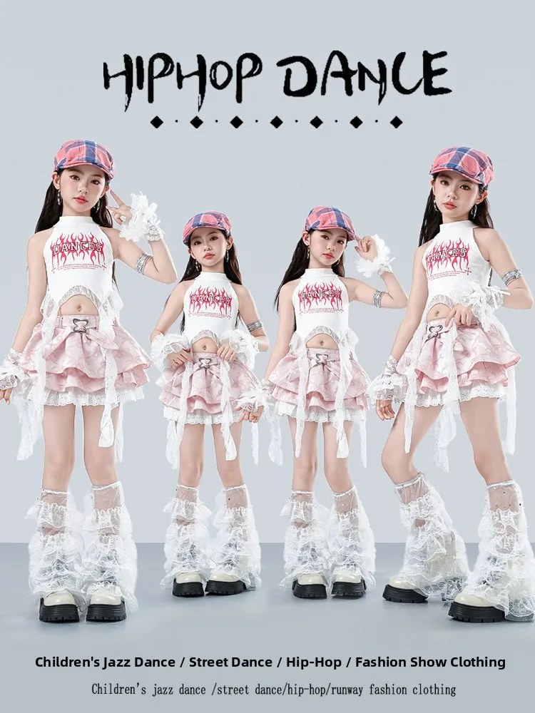 Girls' Jazz Dance Outfit New Style Belly Show Children's Performance Clothes Fashionable Children's Show Dance Trendy Clothing
