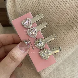 Heart Shape Rhinestone Barrettes Female Group Style Bang Clip Hot Girl Side Clip Hairpin Forehead Little Clip Hair Accessories