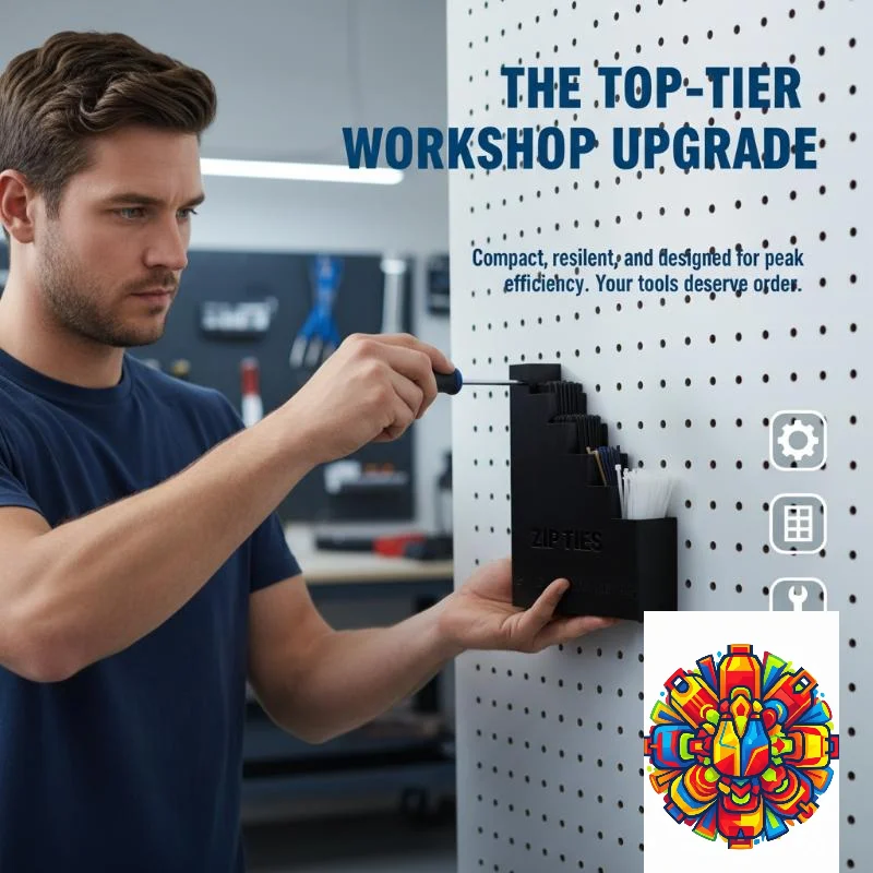 Wall Mounted Cable Tie Organizer 6 Size Marked Compartments Space Saving Holder for Workshop Garage Tool Storage