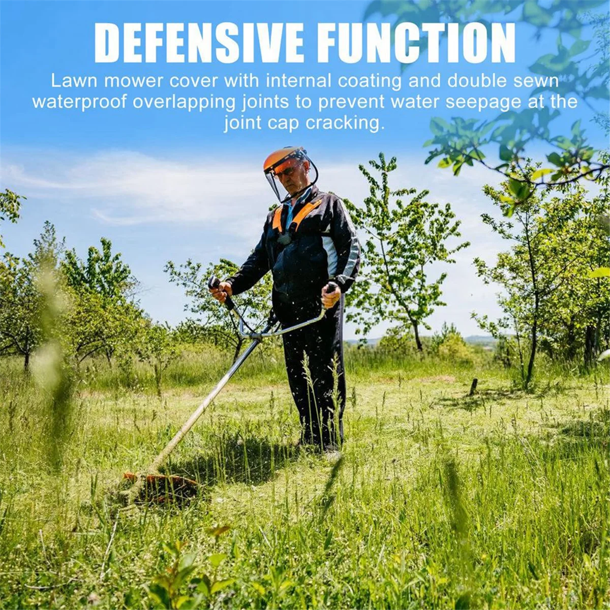 Penutup mesin pemotong rumput dorong luar ruangan, penutup mesin pemotong rumput tahan air Oxford poliester tugas berat, Uv hitam, debu, perlindungan angin
