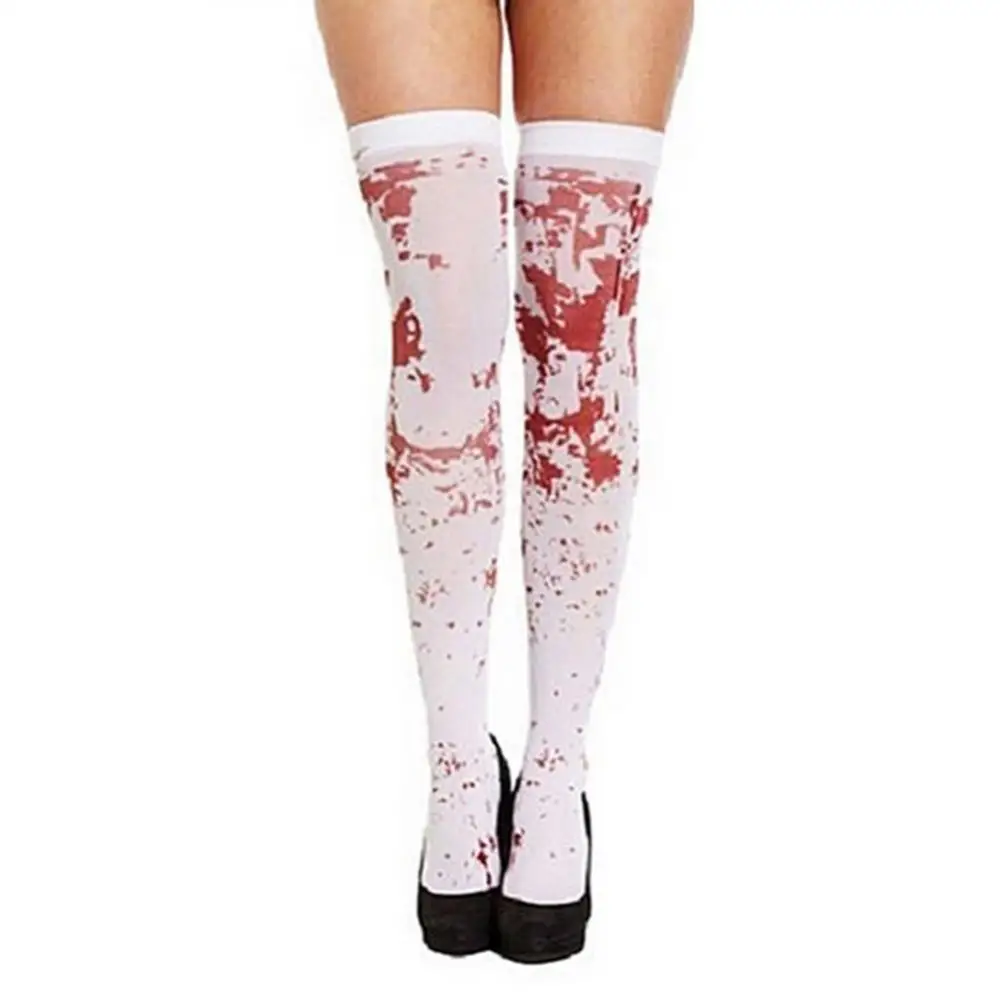 Halloween Bloody Socks Costume for Women Party Clothing 70cm Blood Stained Zombie Socks Nurse Stockings Halloween Cosplay Socks