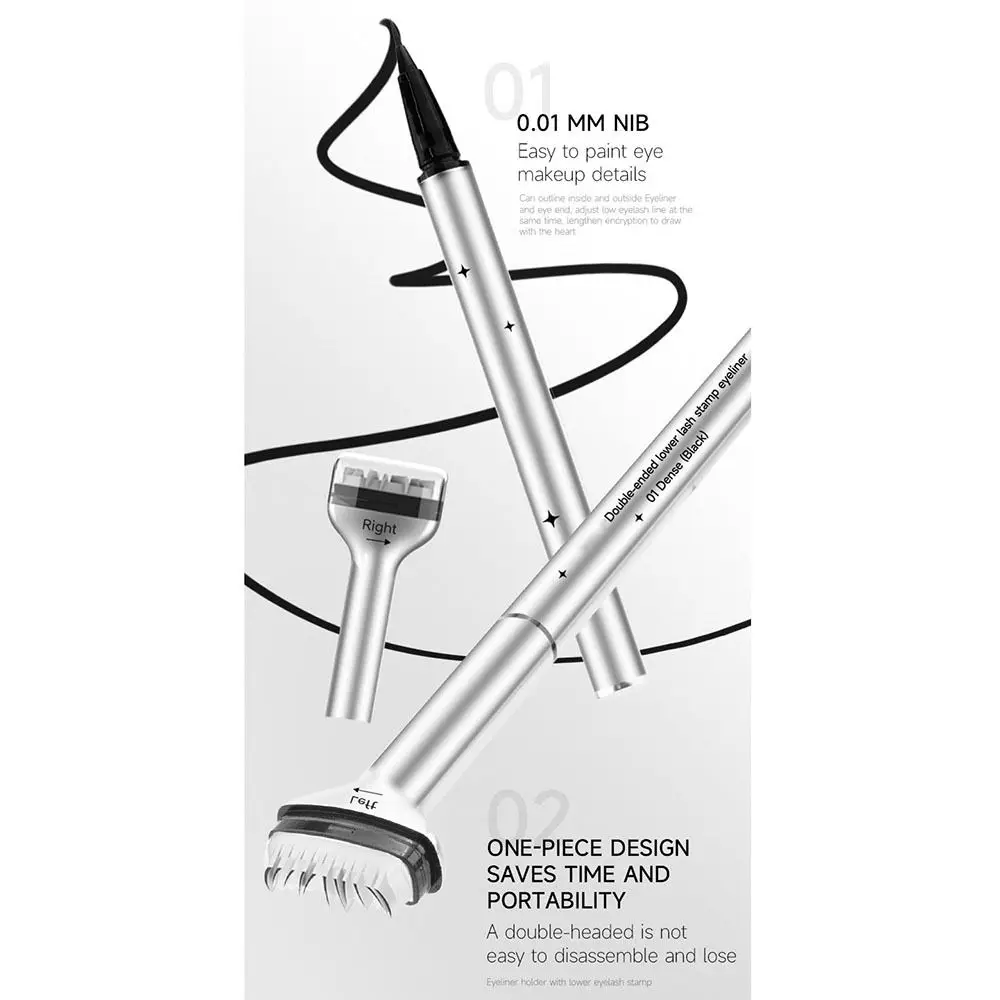 3 in 1 하부 속눈썹 스탬프 펜 방수 블랙/브라운 속눈썹 스탬프 리퀴드 아이라이너 세트 빠른 메이크업 땀 방지