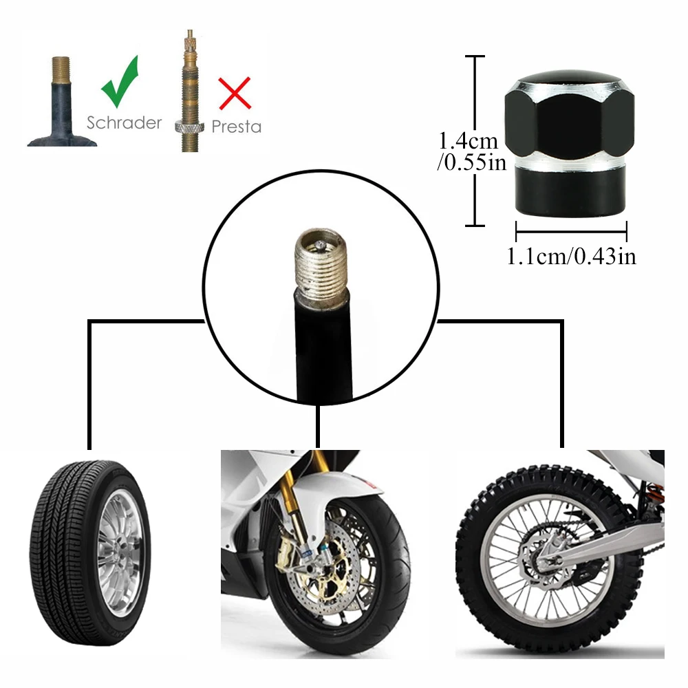 4Pcs Valve Caps Prevent Corrosion,Dust Caps,Universal Aluminum & Plastic Wheel Tire Air Caps Valve Stem Cover for Car/Motorcycle