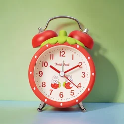 Strawberry Small Alarm Clock Loudly Bell Snooze Cartoon Children Luminous Simplicity Mute Bedside