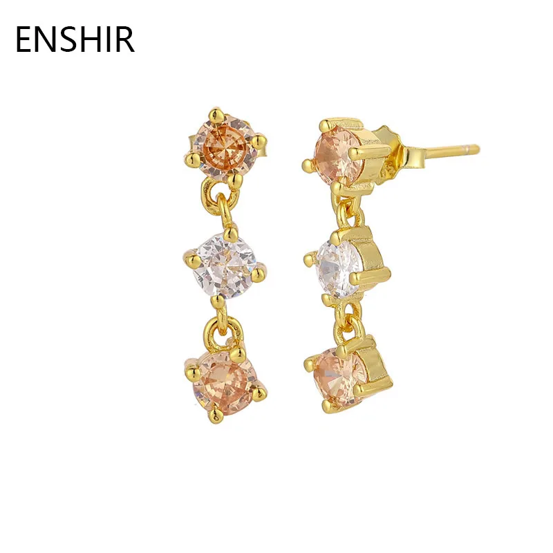 ENSHIR Colored Zircon Drop Earrings for Women Fanshion Light Luxry Earrings Wedding Party Jewelry Gifts