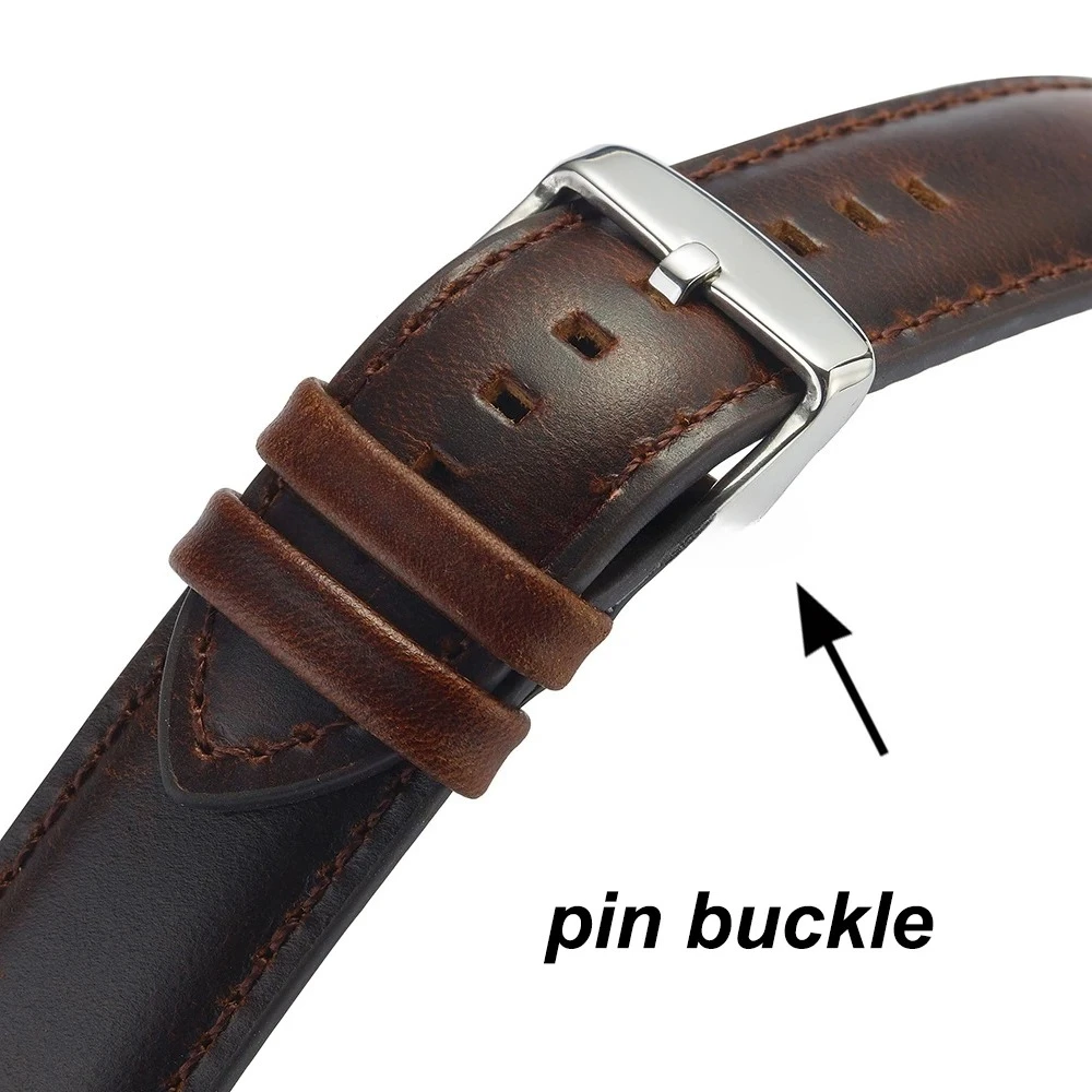 الذهب دبوس مشبك العالمي خمر جلد البقر حزام ساعة اليد البني رئيس طبقة جلد البقر حزام الساعات اكسسوارات 18/20/ 22/ 24/26 مللي متر 2026