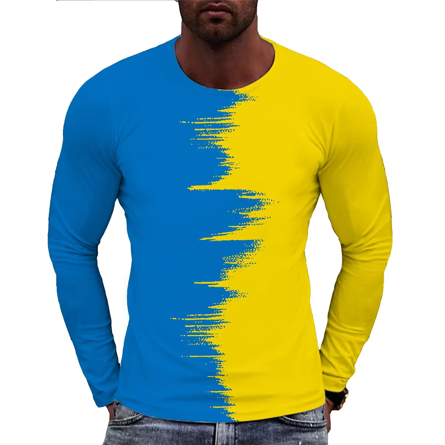 

Nelist Fashon Ukraline Men's 3D T-shirt Ukraine Flag Printing Long Sleeved Casual Pulloloiver Hip Hop Sportslku