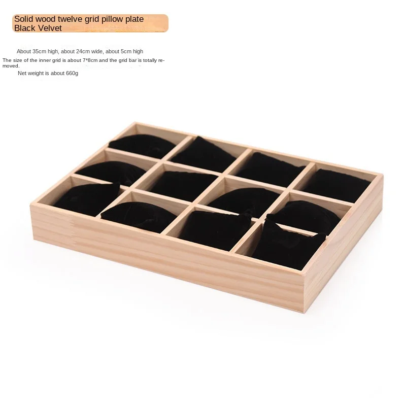 Solid Wood 12 Digit Pillow Plate Watch Bracelet Display Frame