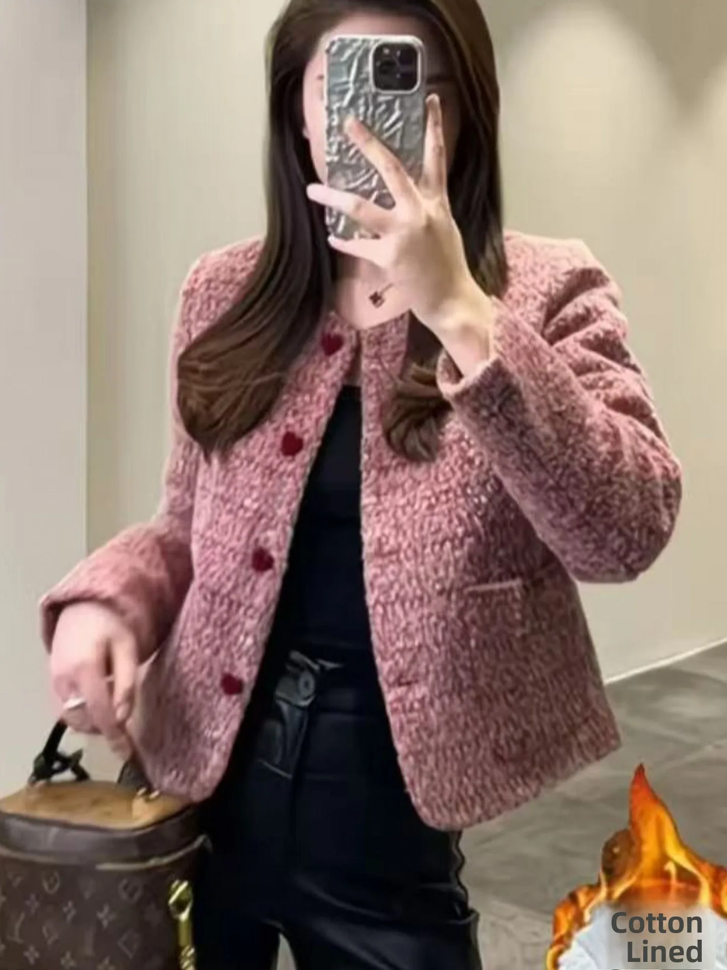 Retro Thiened Cotton Lined ort Quilted Jaet Women's Autumn Winter Warm Small Size Faion Outerwear Top Buttoned Long S...