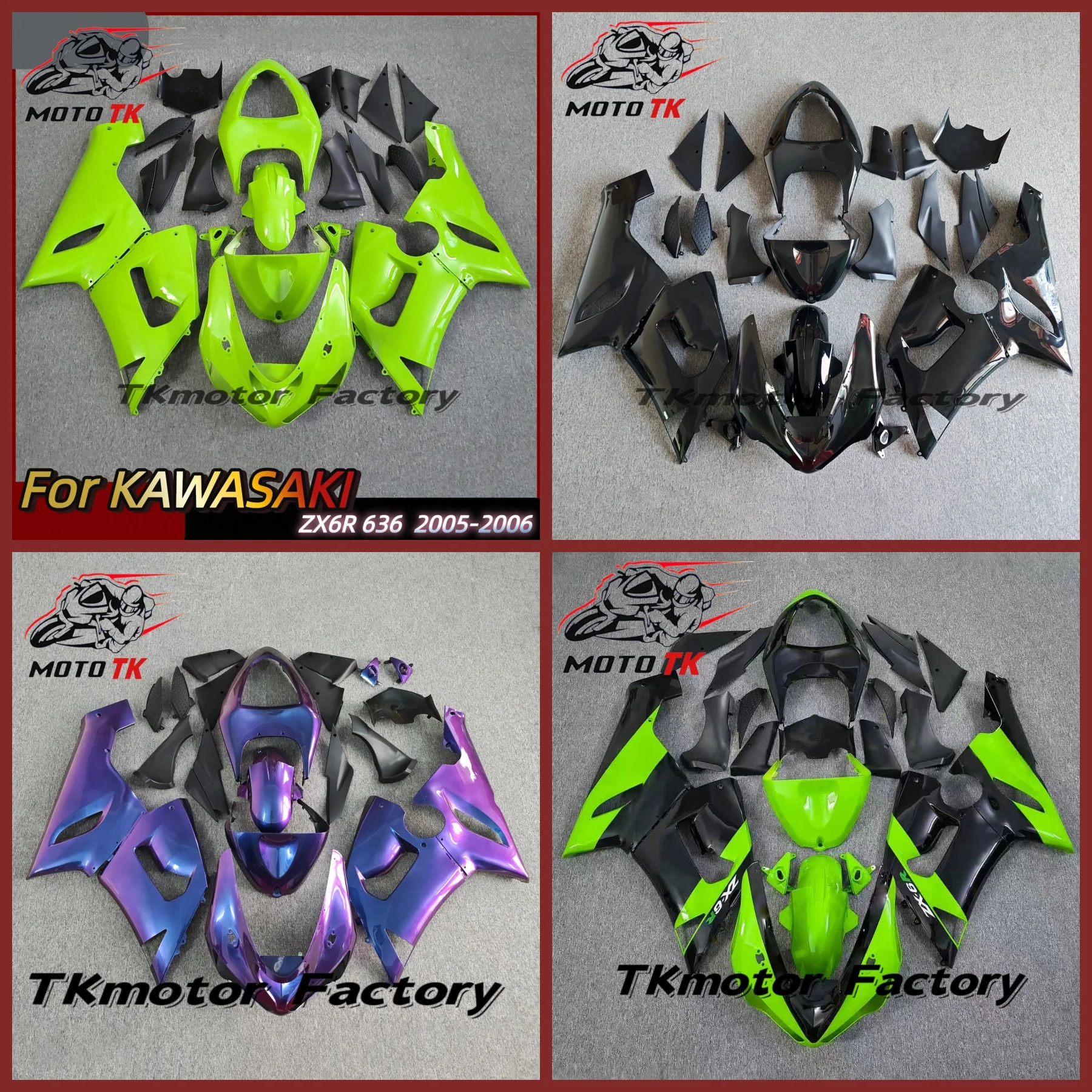 Motorcycle Molding Fairing For Kawasaki ZX6R 636 2005 2006 New Green Gloss Fairing Kit ZX 6R 05 06 Bodyframe Protective