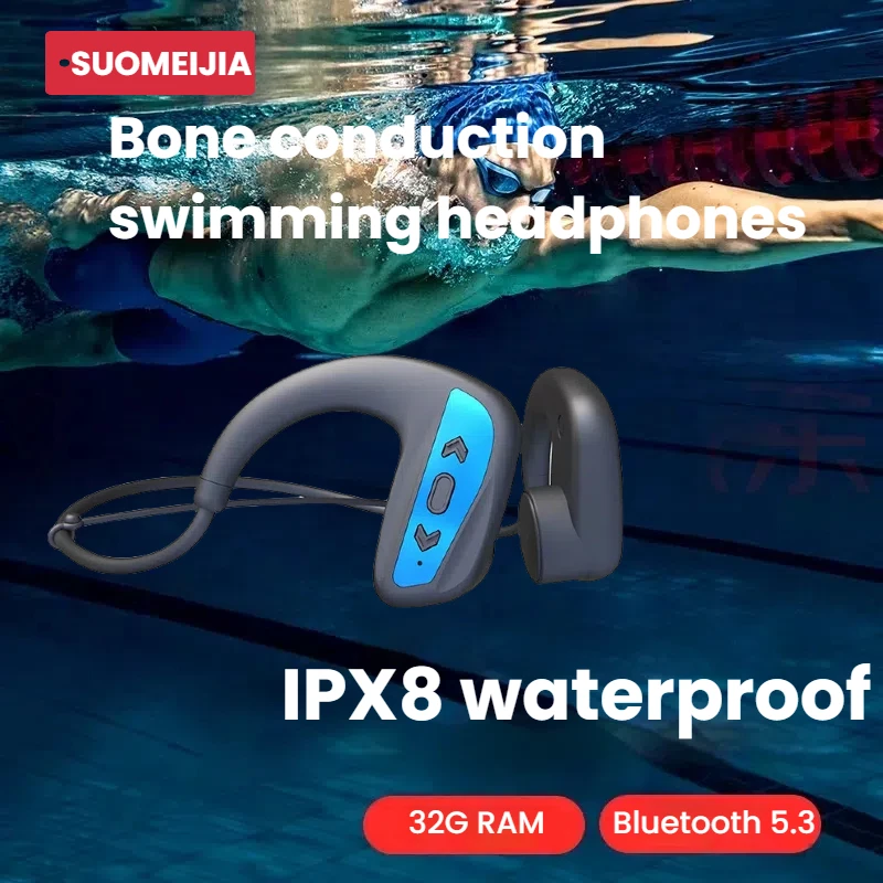 

Наушники для плавания с костной проводимостью, водонепроницаемые наушники с открытым ухом IPX8 Bluetooth 5.4 и памятью 32G MP3 для плавания