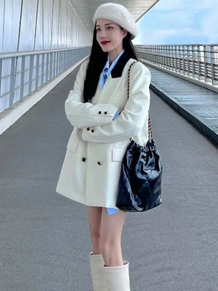 Spring High-end Design Sense Suit Jacket with Collar Style White Casual Commuting Professional High-end Trendy Women's Jacket