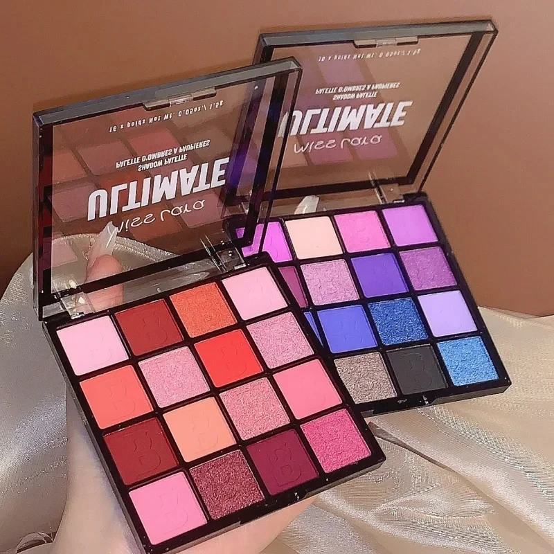 Paleta de sombras de ojos de 16 colores, polvo nacarado con purpurina mate, delicado, fácil de limpiar, sombra de ojos brillante, maquillaje de