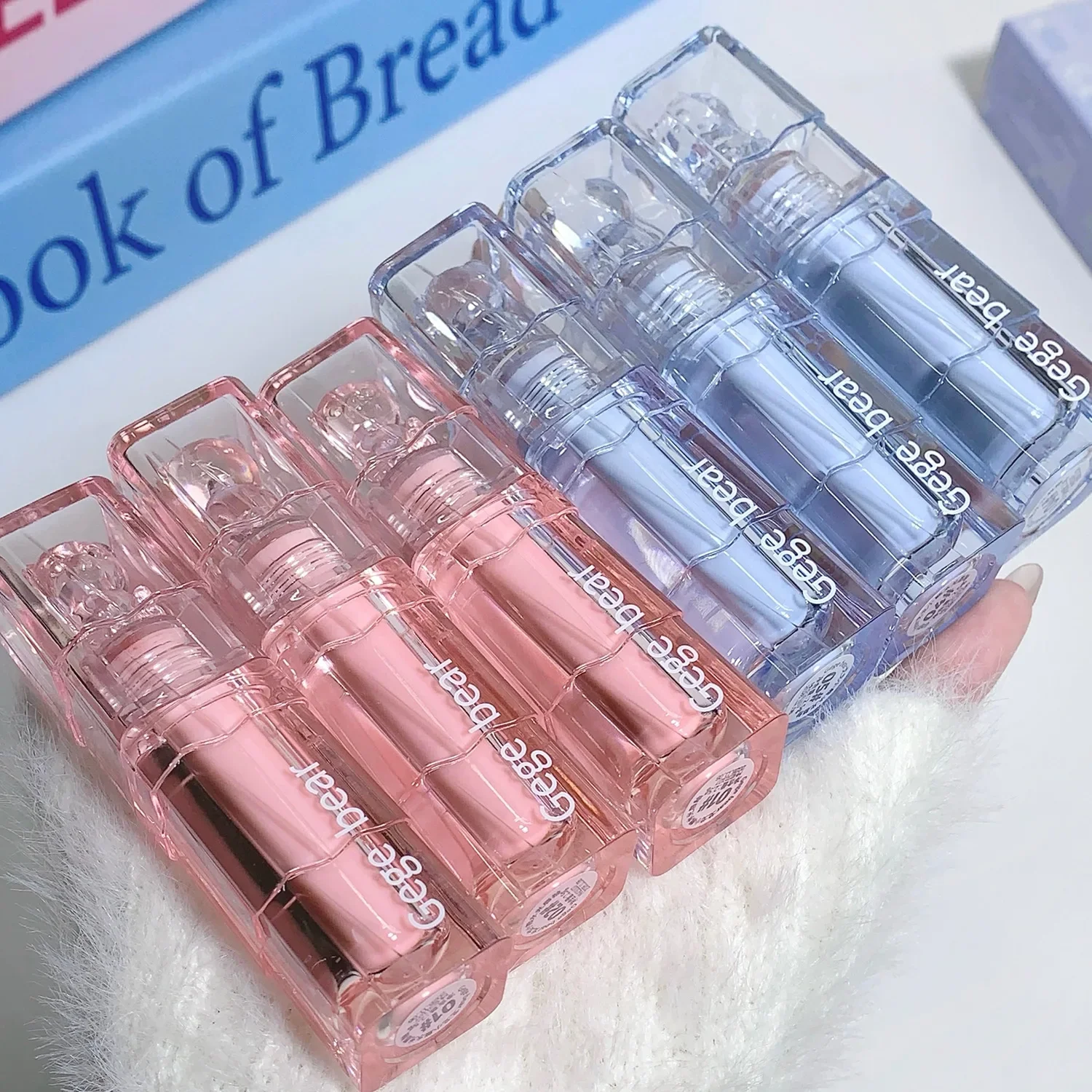 Gegerbear-Batons Hidratantes, Gloss Lip Gloss, Glaze Lip Glaze, Pure Desire, Plain Makeups, Branco, Leve, Adorável, Espelho, Alto Valor