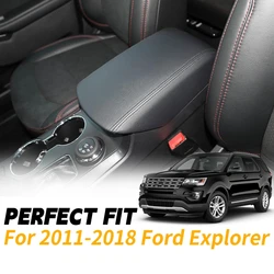 Center Console Gloves For 2011-2018 Ford Explorer Black Leather Center Console Lid Armrest Cover