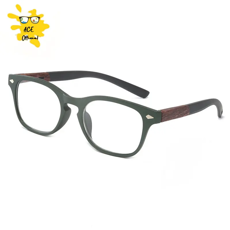 Square Retro Vintage Wood Reading Glasses Men Dioptric Glasses Women Glasses For Sight Plus Wood Grain +1.5+2+3.5+4