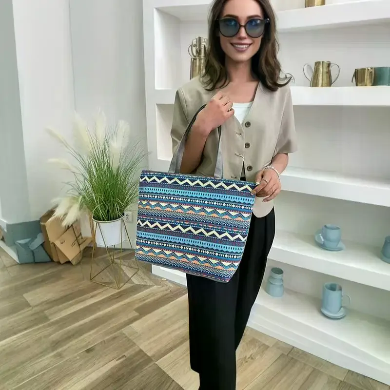 Classic Vintage Women's Canvas Tote Bag Large Size Casual Shoulder Handbag Suitable for All Daily Occasions