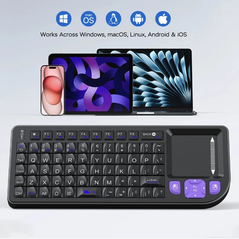 Handheld Mini Wireless Keyboard 2-in-1 Bluetooth Keyboard with Trackpad Keyboard and Mouse Integrated Portable Keypad PC Gifts