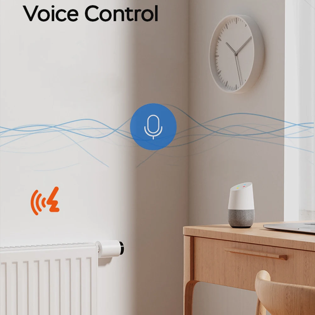 O conforto doméstico inteligente para válvulas de radiador compatíveis com Zigbee oferecendo controle móvel sem emenda e ativação por voz