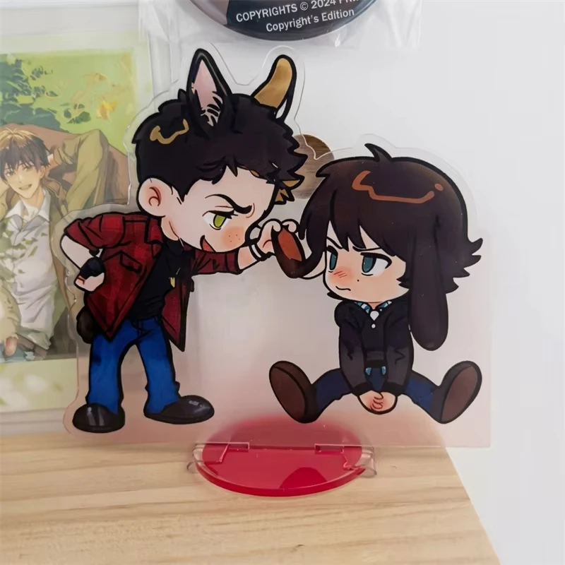 TV Series Supernatural SPN Dean Winchester Sam Winchester Chibi Animal Ear Acrylic Stand, Double Character Desktop Display Stand