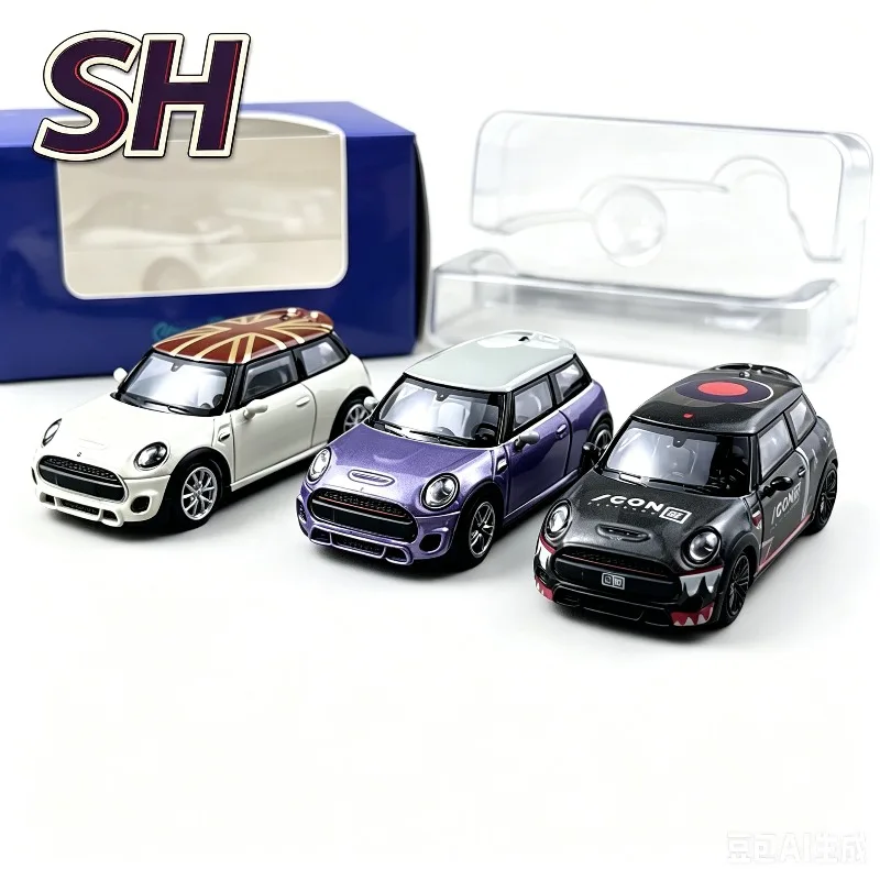 SH 1:64 BMW MINI Cooper JCW F56 painted alloy casting car model, adult collectibles, static simulation ornaments,boys' toys.