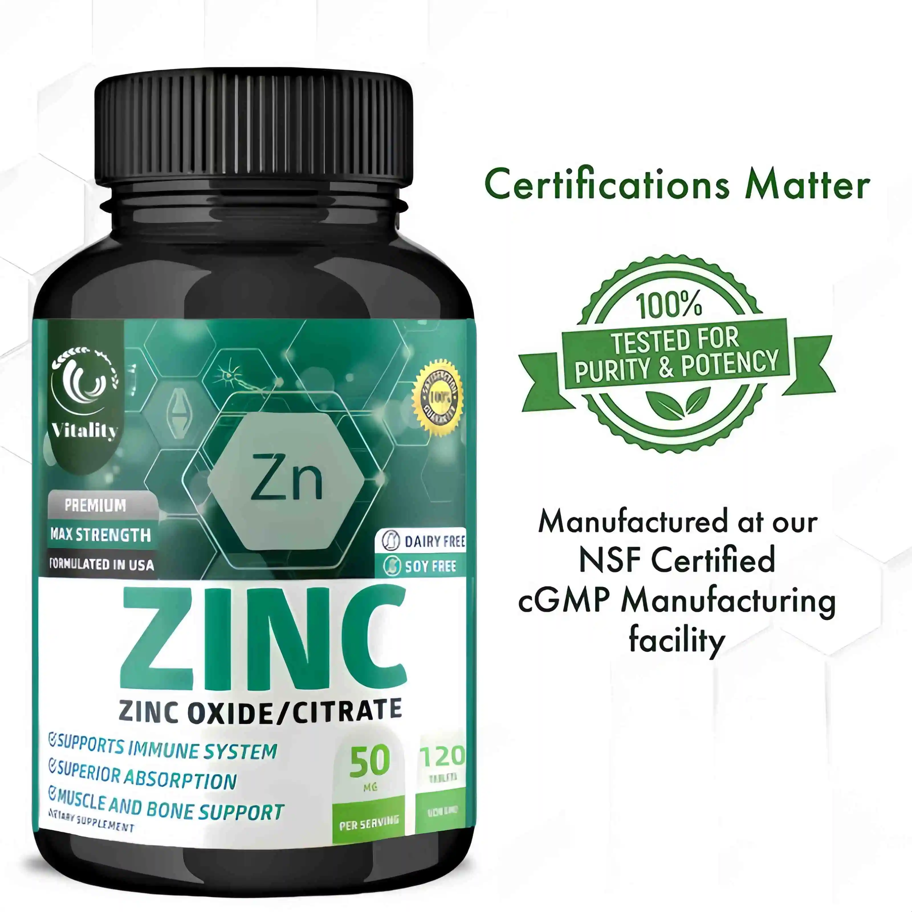 Zinc  - Best Absorbed Zinc Supplement - Immune System Booster, Hair, Skin, Nails, Fertility, Powerful Antioxidant