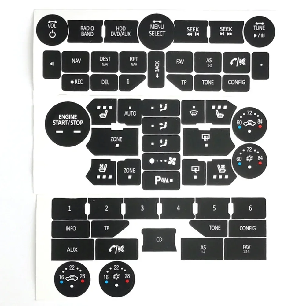 Botão reparação decalques menu da janela cd áudio ac interruptor botão reparação decalque adesivo para saab 3a geração 9-5ng 9-4x