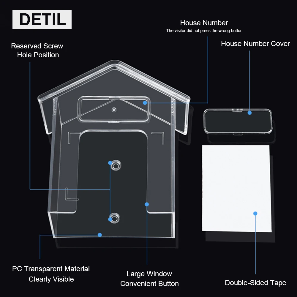 Waterproof Cover For Wireless Doorbell Transparent Plastic Doorbell Rainproof Cover Door Bell Button Rain Protector Home Outdoor