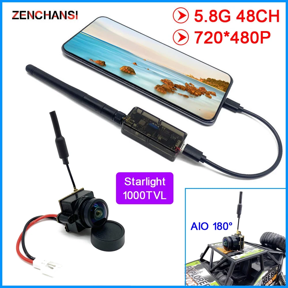 5.8G 48CH 720*480 FPV UVC OTG Phone Receiver Video Downlink and 48CH 25mW CMOS1000TV Mini VTX Camera For RC Model Drone Car Part