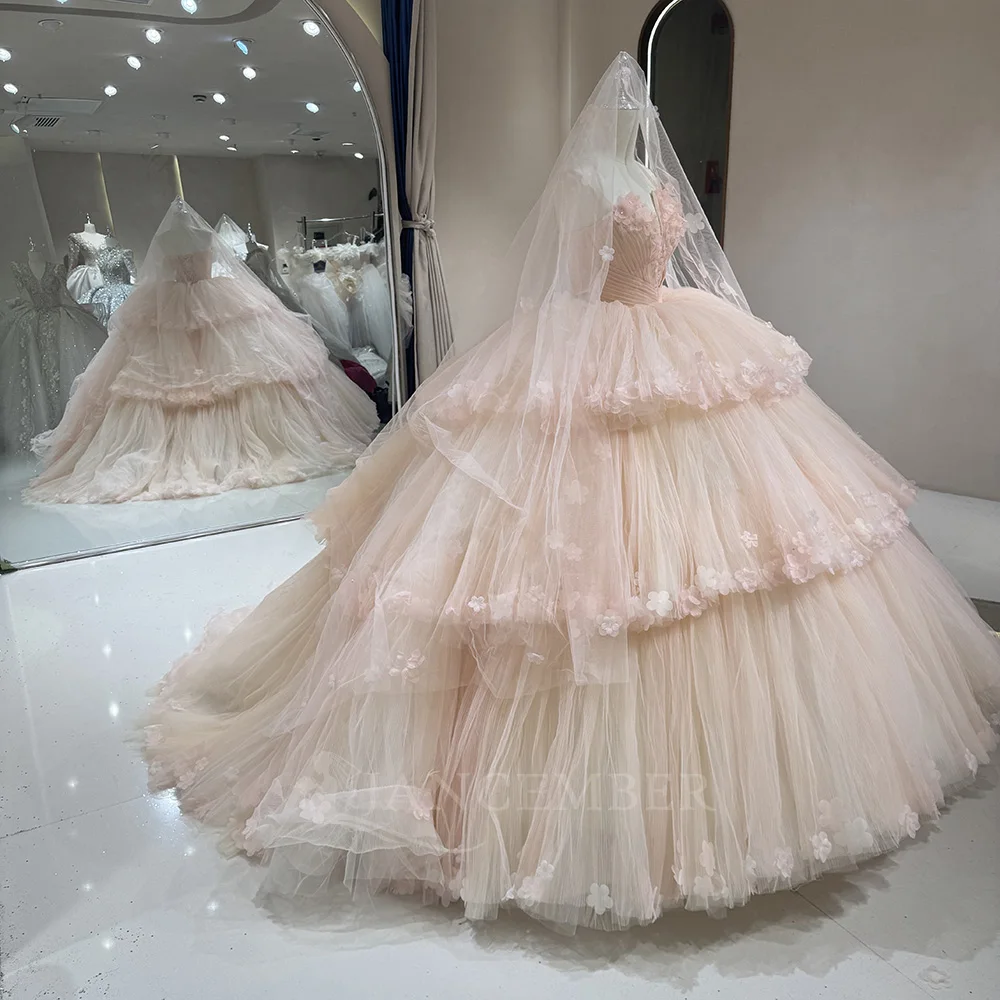 فساتين زفاف متدرجة مخصصة على الموضة بدون أكمام مزينة بالدانتيل زي العرائس برباط من الخلف رداء فيستدو دي نوفيا #4