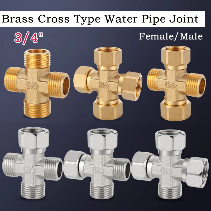 

1 шт. 3/4 "внутренняя/наружная резьба латунный крестообразный соединитель для водопроводных труб латунные фитинги для труб крестообразный соединительный адаптер