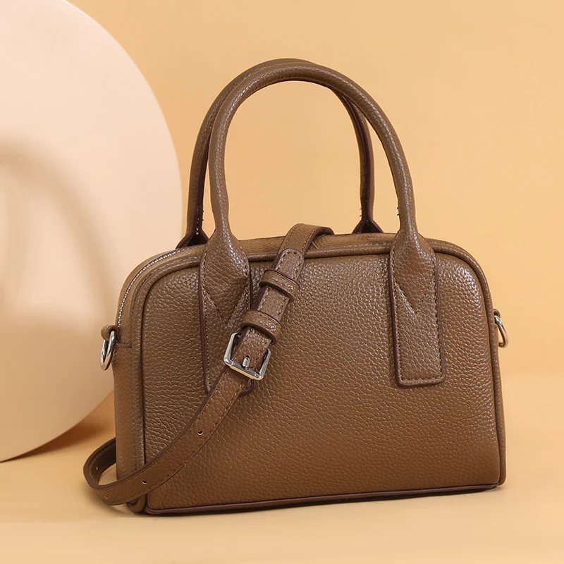 

Fashion Solid Color 100% Genuine Leather Women's Tote Bag Designer Women Shoulder Crossbody Bag Luxury Female Handbag Sac A Main
