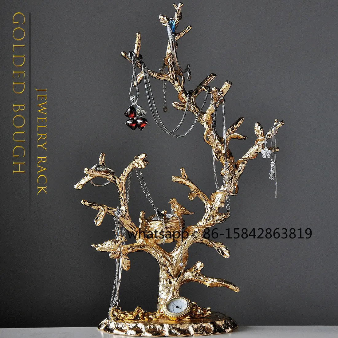 Gold Branch Jewelry Display Stand, Retro Creative Ornament, Necklace Earring Jewelry Stand