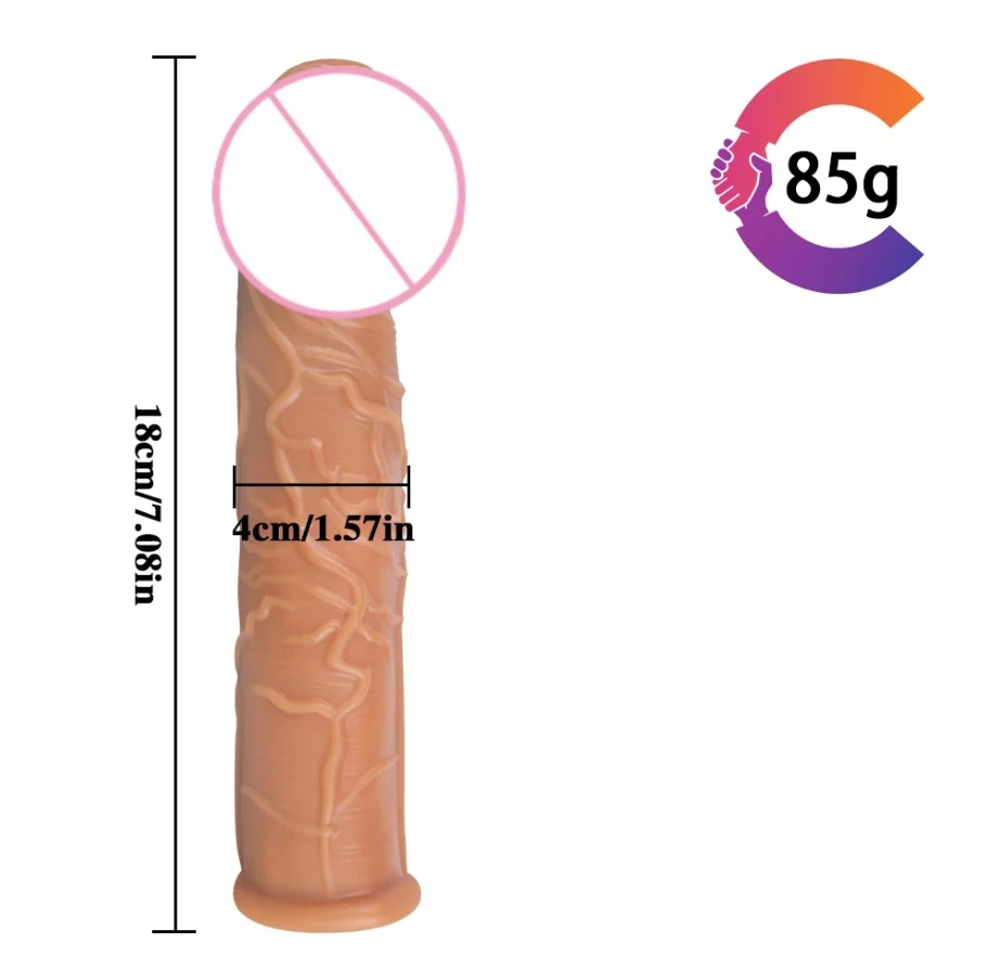 Realistic Penis Sleeve Extender Reusable Dildos Condom Delay Ejaculation Dick Enlargement Sex Toys for Men