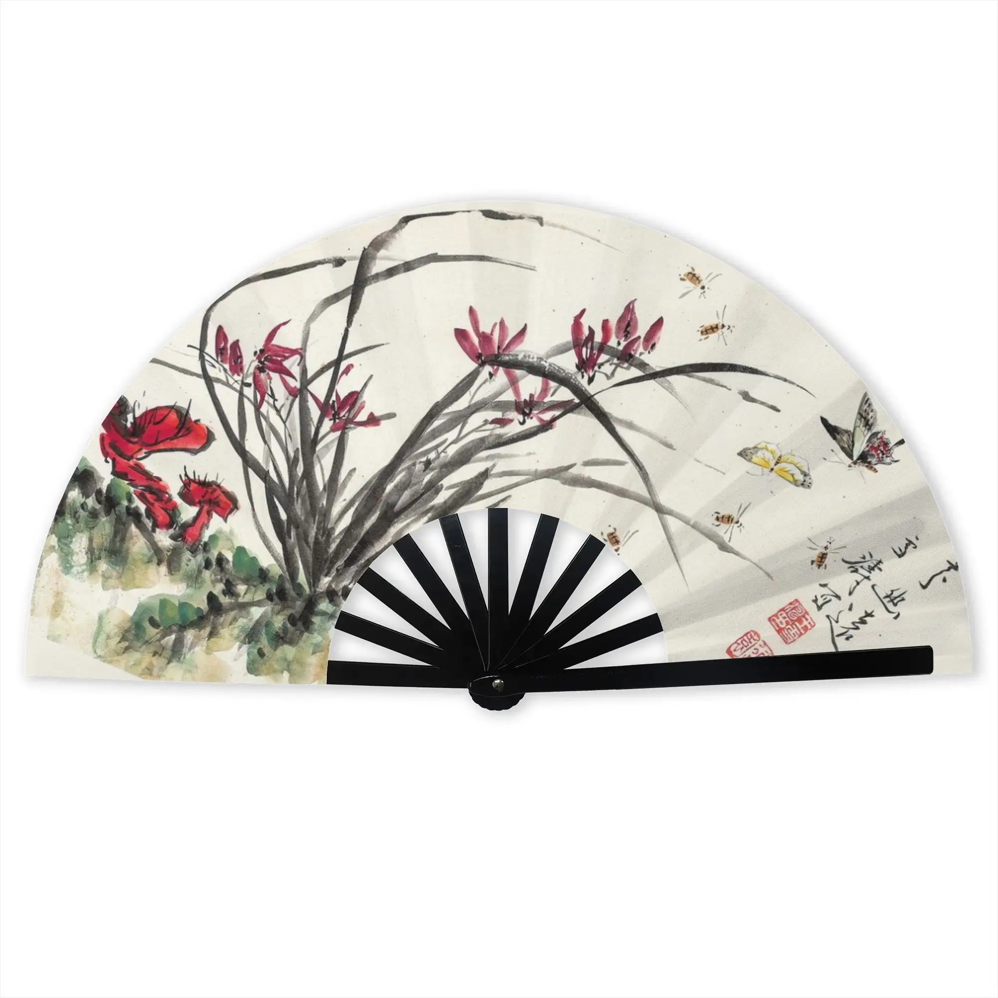 Ancient Poetry  Traditional Folding Fan Chinese Style  High-Quality Polyester Fans Gift Classic Decorative Hand Fan