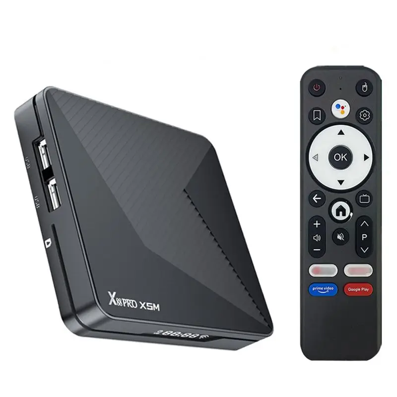 X88 PRO X5M TV Android 14 Set Top Box رباعي النواة 4GB RAM 64GB ROM WiFi6 Bluetooth 5.0 Ultra 8K مشغل الوسائط التحكم عن بعد الصوتي