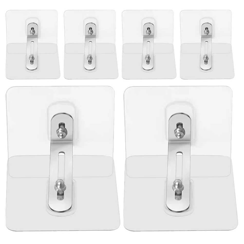 

6Pcs Fixed Locking Clips for Furniture to Wall No Drill Self Adhesive Anchors Anti Tip Safety for Dresser Bookcase Cabinet