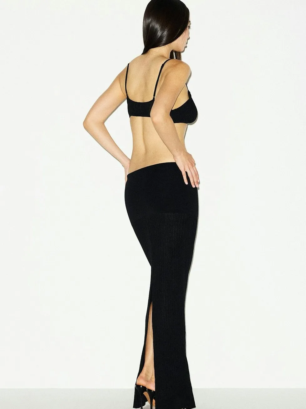 

Интернет-магазин Ele Трикотажная длинная юбка-миди с высокой талией и разрезом Ba Simple Sle Женская модная хлопковая полиэстеровая подкладка Busine...