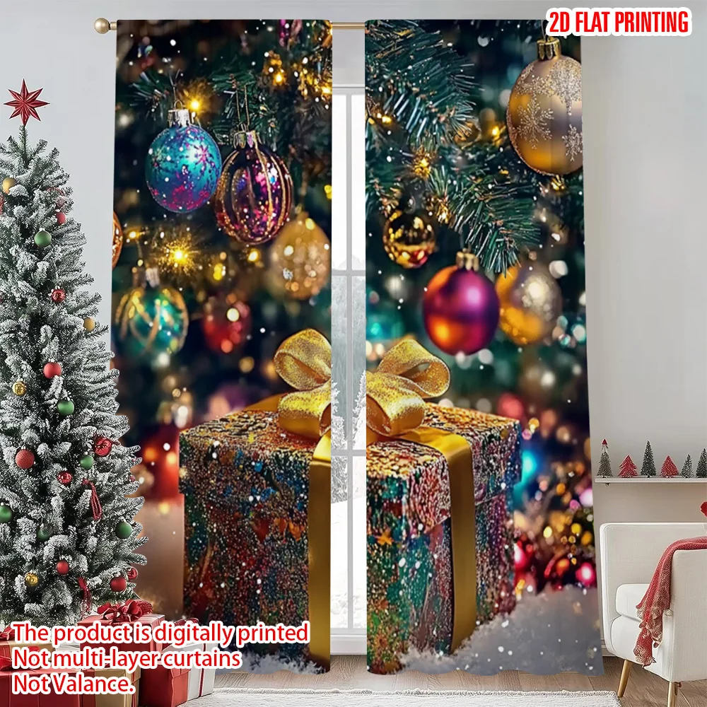 

2pcs 2D flat printing Merry Christmas Popular Drapes yuletide Durable Polyester Without Electricity Holiday Decorations for